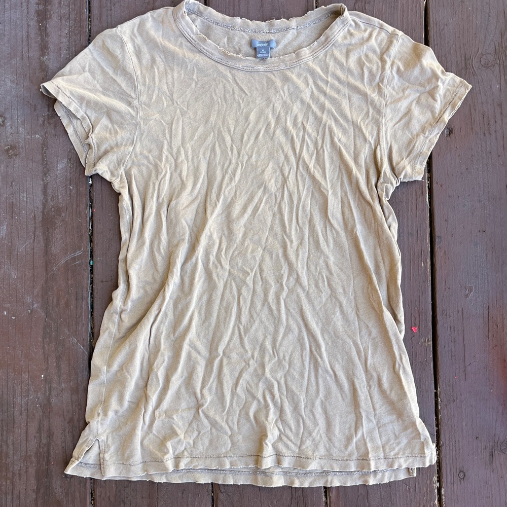 Aerie Beige Distressed Tee